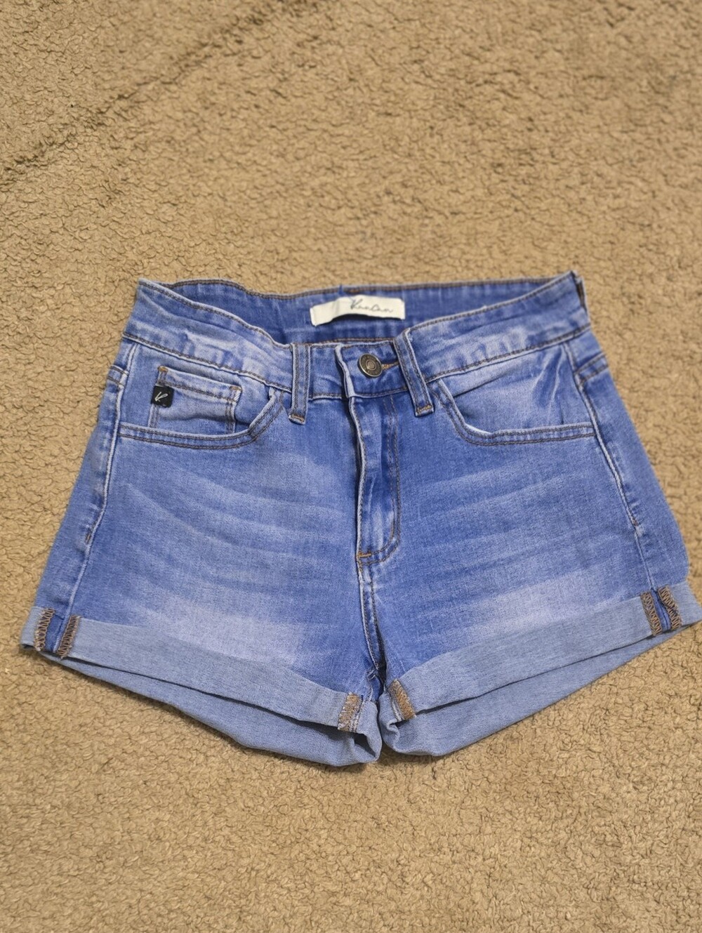 KanCan Medium Blue Rolled Cuff Denim Shorts